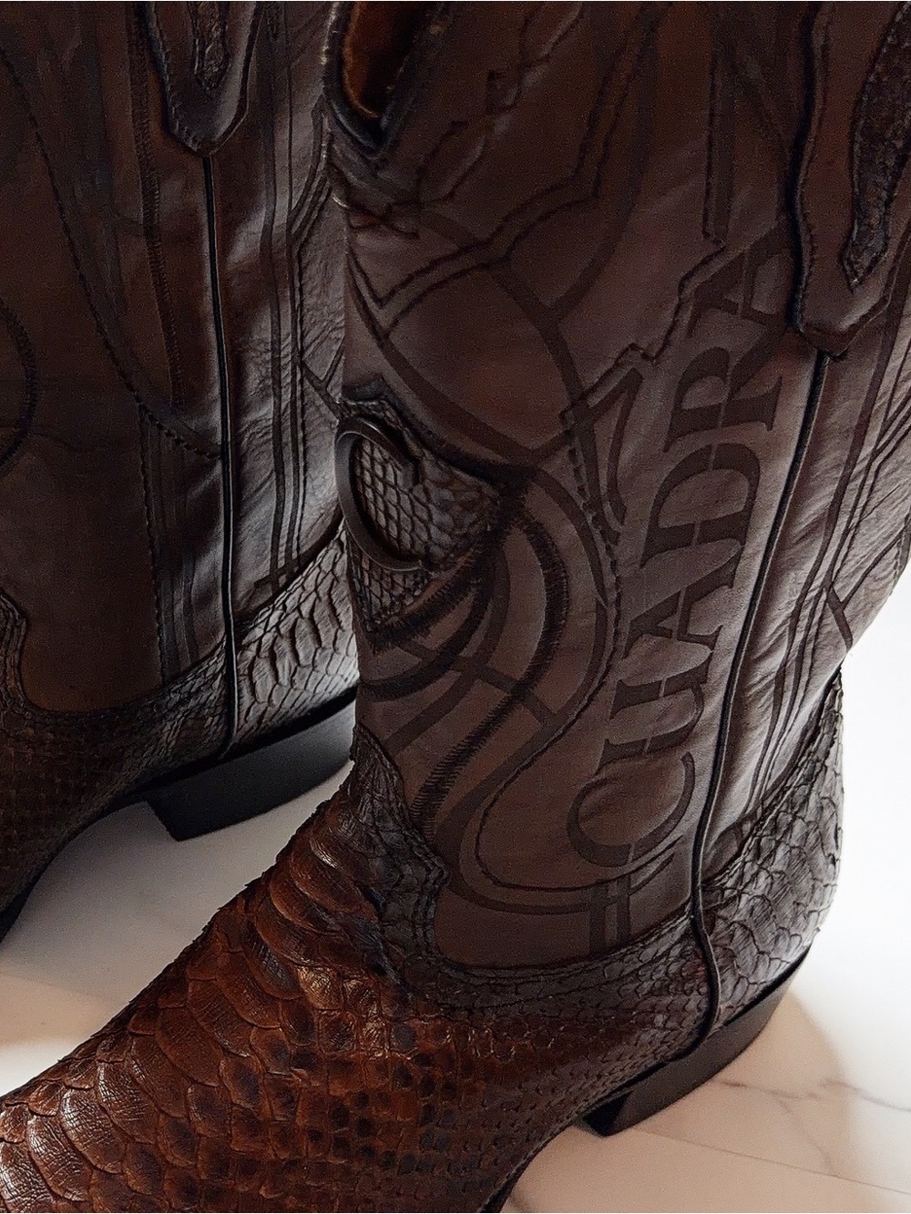 Cuadra Engraved Python Western Boots - Picture 7 of 11